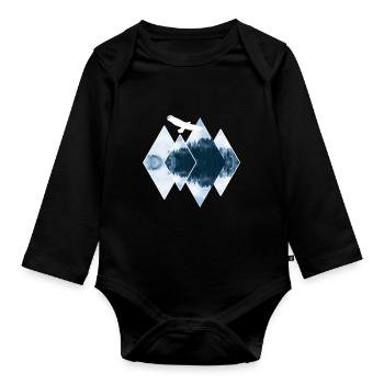 Wald natur Formen Geometrie mathematik Geschenk - Baby Bio-Langarm-Body - Schwarz - Vorne