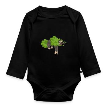 Paresseux endormi accroché chemise drôle d'animal - Body Bébé bio manches longues - noir - Devant