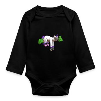 Unicorn Sloth Nap Funny animal gift shirt - Organic Longsleeve Baby Bodysuit - black - Front