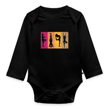 Yoga Yoga Yoga Yoga Yoga Yoga Yoga Yoga Yoga - Body Bébé bio manches longues - noir - Devant