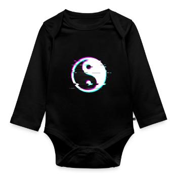 Yin yang glitch - Body Bébé bio manches longues - noir - Devant