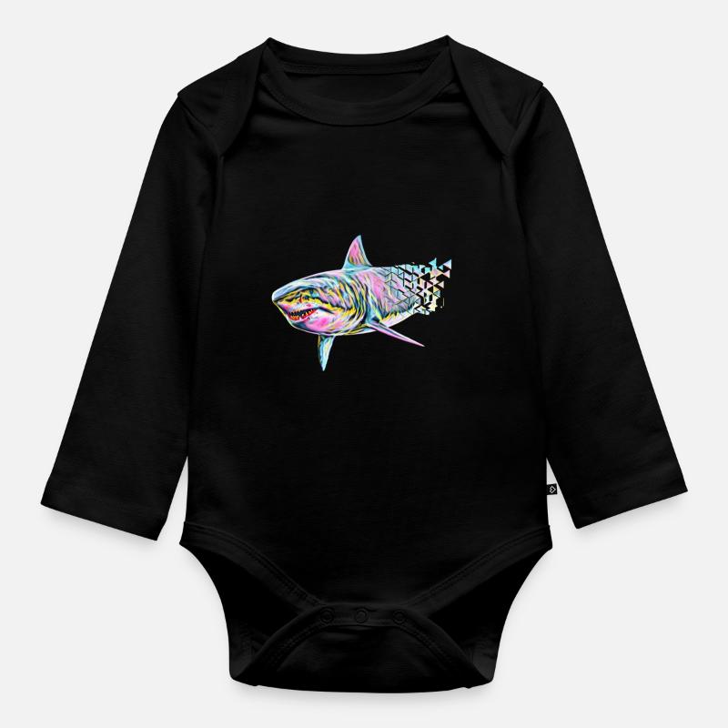 Requin - Body Bébé bio manches longues - noir