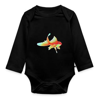 Goldfish - Organic Longsleeve Baby Bodysuit - black - Front