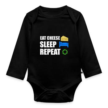 cheese - Organic Longsleeve Baby Bodysuit - black - Front