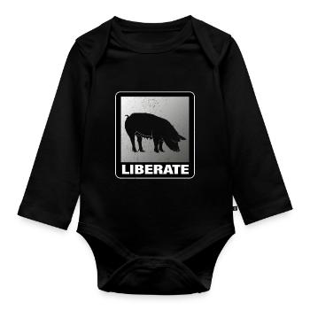 Liberate Vegan Animal Liberation - Organic Longsleeve Baby Bodysuit - black - Front