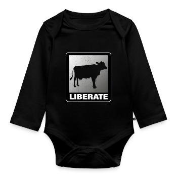 Liberate Vegan Animal Liberation Cow - Organic Longsleeve Baby Bodysuit - black - Front