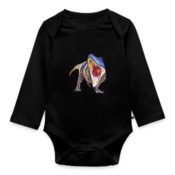 T-Rex - Organic Longsleeve Baby Bodysuit - black - Front