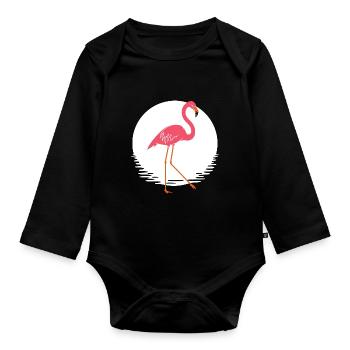 flamingo - Organic Longsleeve Baby Bodysuit - black - Front