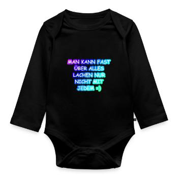 Mann kann fast.... Geschenk Spruch lustig witzig - Baby Bio-Langarm-Body - Schwarz - Vorne