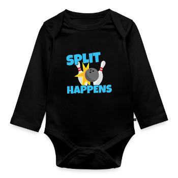 Bowling Split Happens - Sport Ball Geschenk - Baby Bio-Langarm-Body - Schwarz - Vorne