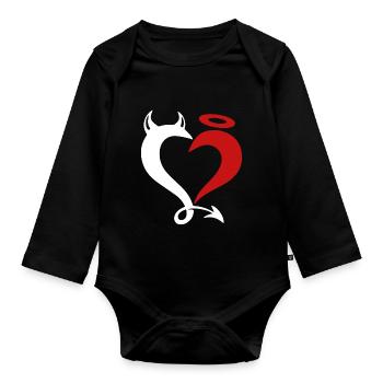 Engel und Teufel Liebespaar. - Baby Bio-Langarm-Body - Schwarz - Vorne