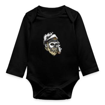 Capitaine capitaine - Body Bébé bio manches longues - noir - Devant