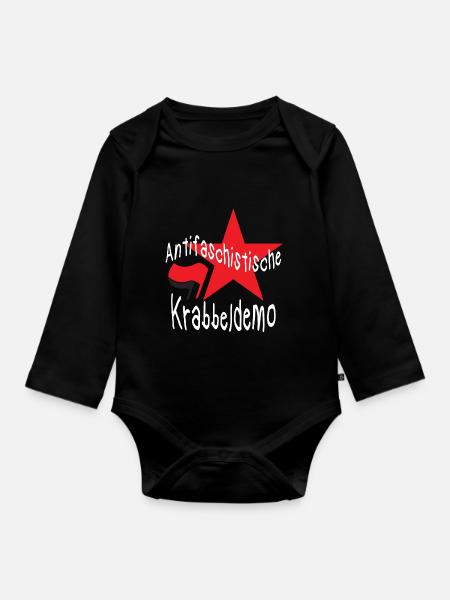 BABY ANTIFASCHISTISCH LINKE ZECKE NACHWUCHS - Baby Bio-Langarm-Body - Schwarz