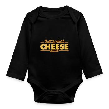 Käse. Essen. Kochen. Koch. Mahlzeit. Hobby. - Baby Bio-Langarm-Body - Schwarz - Vorne