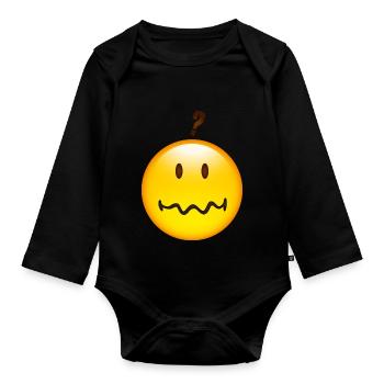 Smiley Question mark - Body Bébé bio manches longues - noir - Devant