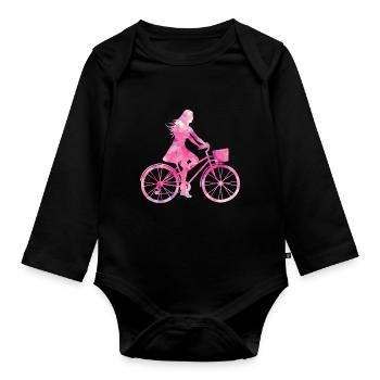 cycliste - Body Bébé bio manches longues - noir - Devant