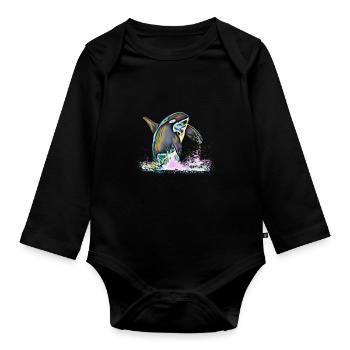 Orca - Organic Longsleeve Baby Bodysuit - black - Front