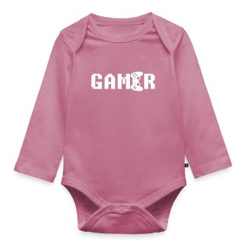 gamer - Body Bébé bio manches longues - mauve - Devant