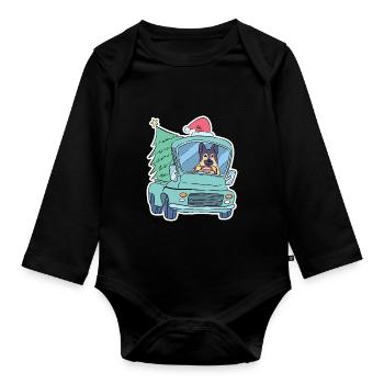Christmas german shepherd christmas tree - Organic Longsleeve Baby Bodysuit - black - Front
