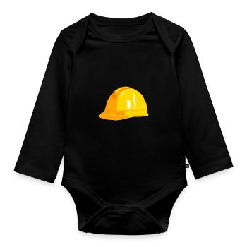 Bauhelm Geschenk Geschenkidee - Baby Bio-Langarm-Body - Schwarz - Vorne