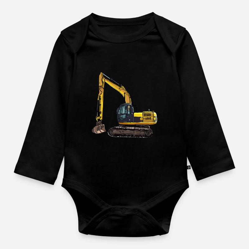 Bagger Geschenk Geschenkidee - Baby Bio-Langarm-Body - Schwarz