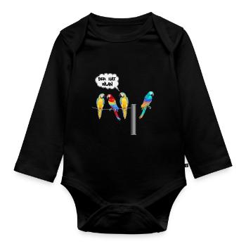 wlan unter Papageien - Baby Bio-Langarm-Body - Schwarz - Vorne
