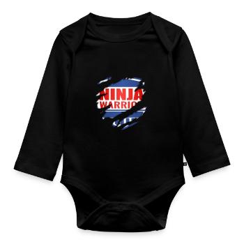 Ninja Warrior - Organic Longsleeve Baby Bodysuit - black - Front