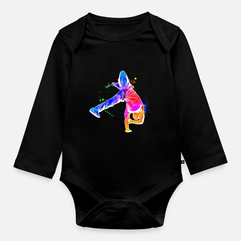 Idée cadeau breakdance - Body Bébé bio manches longues - noir