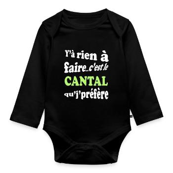 Y'a rien à faire c'est le cantal que je préfère - Body Bébé bio manches longues - noir - Devant