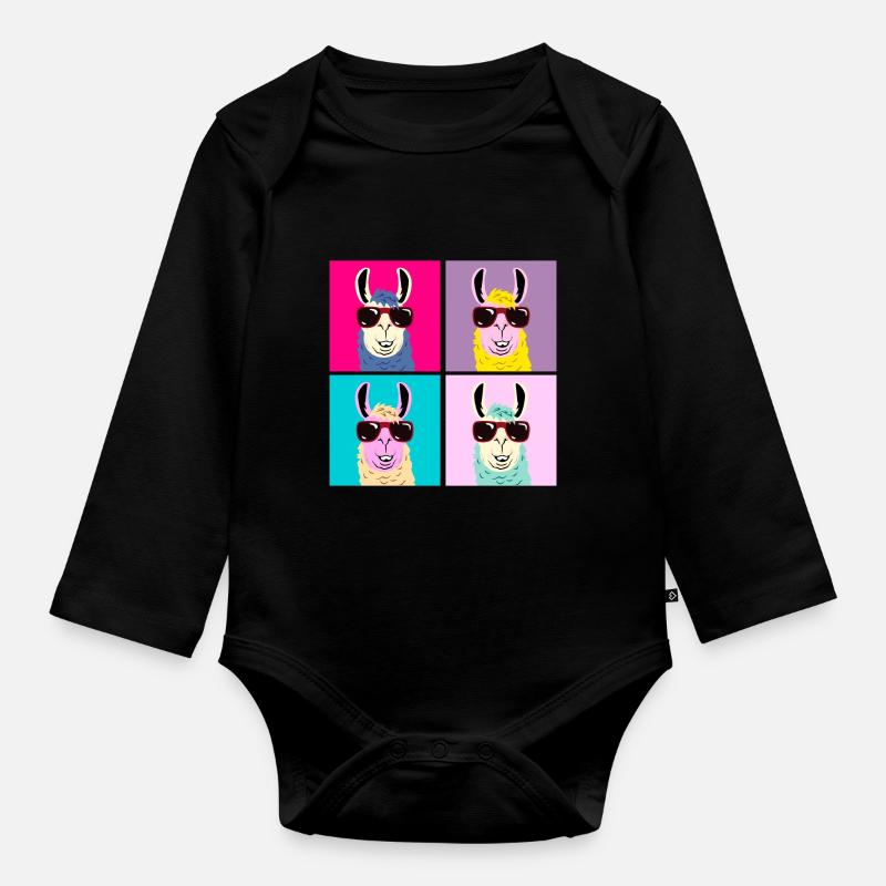Lama - Body Bébé bio manches longues - noir