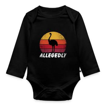Retro Vintage Allegedly Ostrich - Organic Longsleeve Baby Bodysuit - black - Front