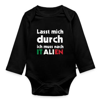 Lasst mich durch ich muss nach ITALIEN - Baby Bio-Langarm-Body - Schwarz - Vorne