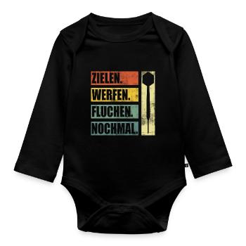 Dart Darts Dartpfeil Lustiger Spruch - Baby Bio-Langarm-Body - Schwarz - Vorne