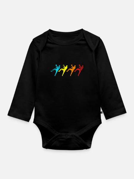 Handball Handballer Retro Geschenk Mannschaft Team - Baby Bio-Langarm-Body - Schwarz