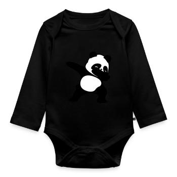 Panda Dabbing 02 - Organic Longsleeve Baby Bodysuit - black - Front