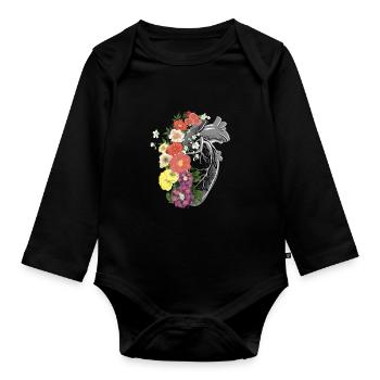 Herz blumen Bio Pflanzen Gesundes Organ - Baby Bio-Langarm-Body - Schwarz - Vorne