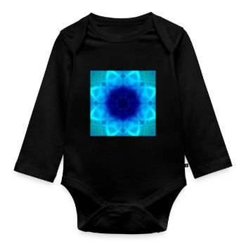 Kaléidoscope aurore boréale - Body Bébé bio manches longues - noir - Devant
