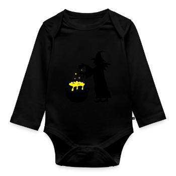 witch - Organic Longsleeve Baby Bodysuit - black - Front