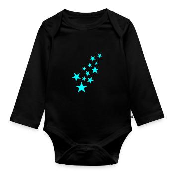 Stern Sternchen Muster Symbol - Baby Bio-Langarm-Body - Schwarz - Vorne