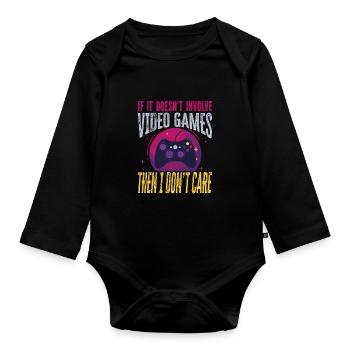 Zocker Gamer Designe - Baby Bio-Langarm-Body - Schwarz - Vorne