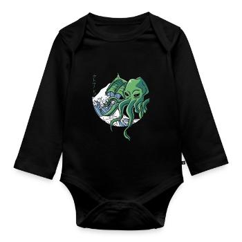 Die große Welle vor Kanagawa Cthulhu Geschenk - Baby Bio-Langarm-Body - Schwarz - Vorne
