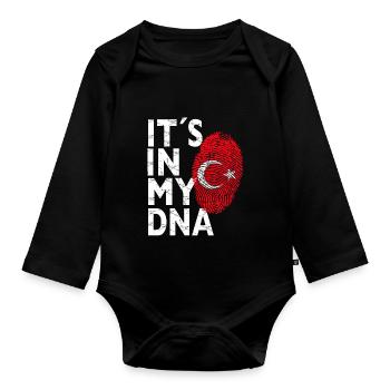 C'est dans mon ADN Tshirt Drapeau de la Turquie pour les Turcs - Body Bébé bio manches longues - noir - Devant