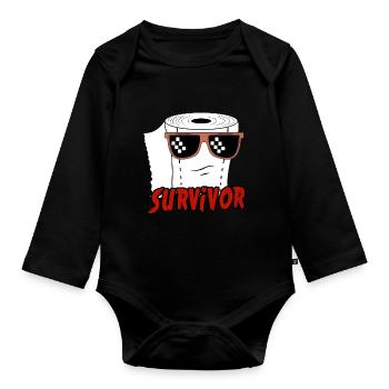Lunettes de soleil drôles en papier toilette Survivor - Body Bébé bio manches longues - noir - Devant