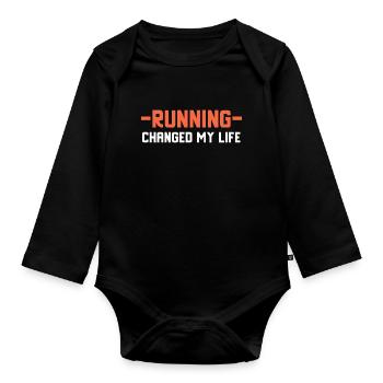 Running, running - Organic Longsleeve Baby Bodysuit - black - Front
