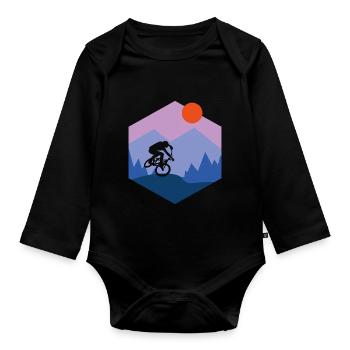 Cyclist Bicycle Gift Sport - Organic Longsleeve Baby Bodysuit - black - Front