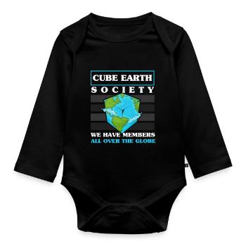 Funny Cube Earth Society Gift Members All Over The - Baby Bio-Langarm-Body - Schwarz - Vorne