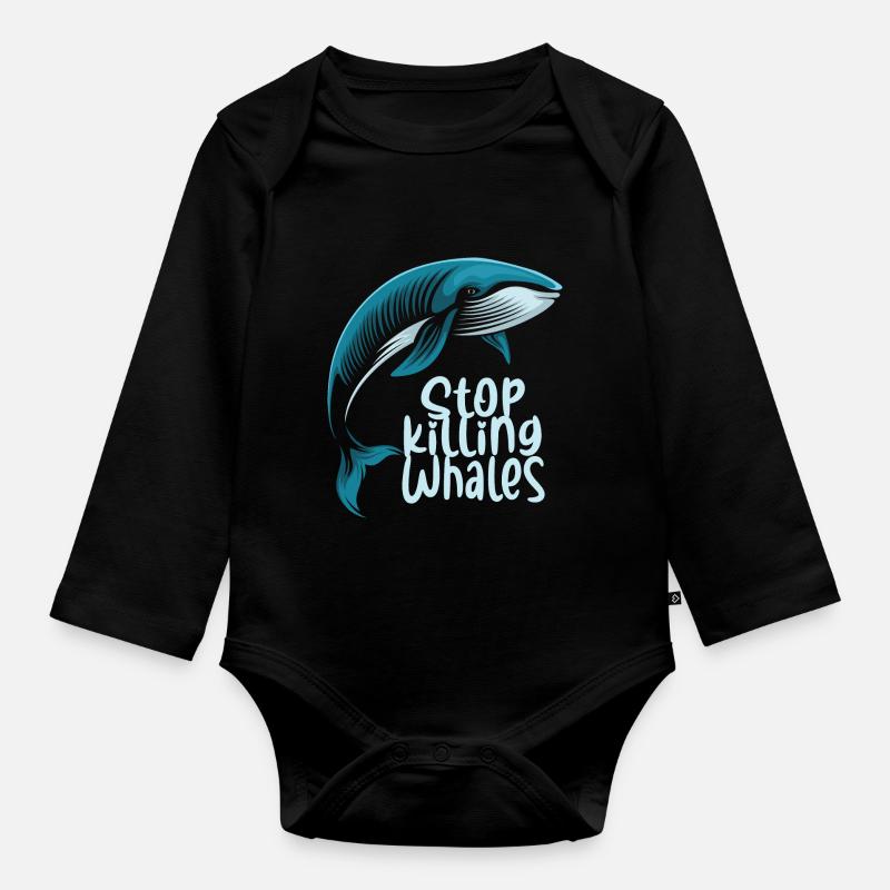 baleine - Body Bébé bio manches longues - noir