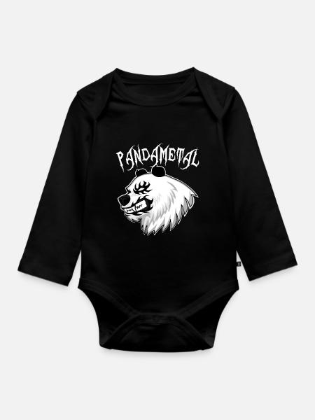 Panda Metal - Baby Bio-Langarm-Body - Schwarz