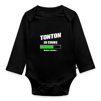 TONTON EN COURS - FUTUR TONTON - Body Bébé bio manches longues - noir - Devant