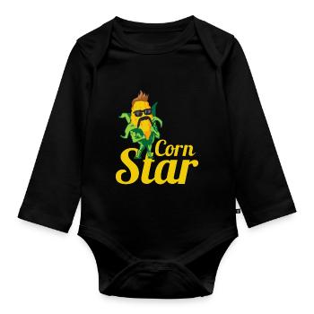 Corn Star Corn Cob Gift for Farmers The Corn - Organic Longsleeve Baby Bodysuit - black - Front